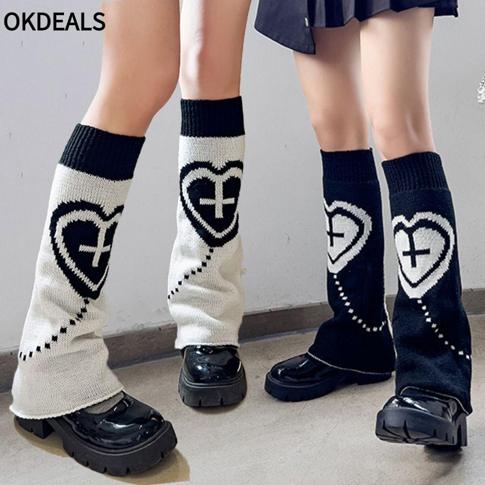 OKDEALS Punk Leg Warmer, Cross Design Star Pattern Women Leg Warmer, Punk Style Two Side Wear Loose 