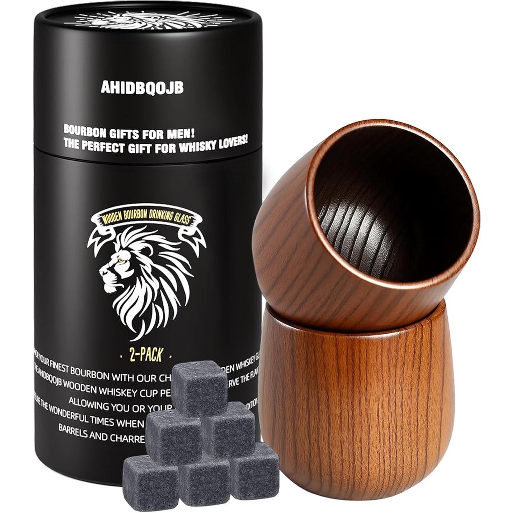 Ly uống rượu Bourbon gỗ - Whisky gỗ Charred - Ly rượu whisky dành cho nam - Quà tặng Bourbon cho nam