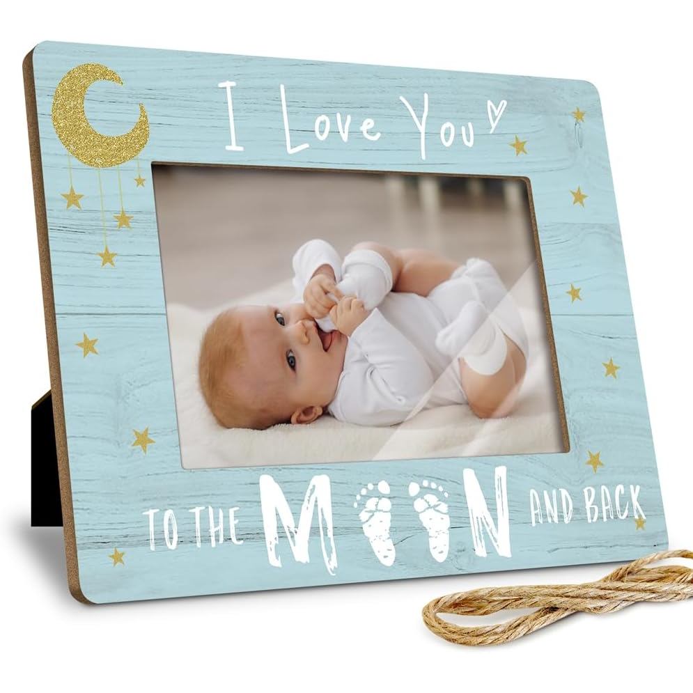 Khung ảnh Love You To The Moon And Back, Khung ảnh cho bé, 4x6 Inch, Quà tặng ảnh cho gia đình, Màn 