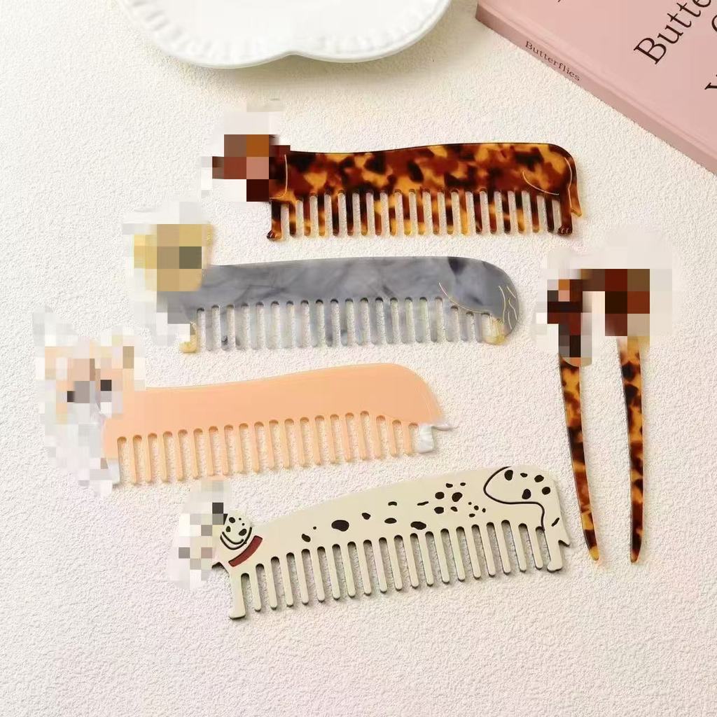 Lược chải tóc Puppy Acetate Thời trang dễ thương Lược chống tĩnh điện York Dachshund Acetate Lược là