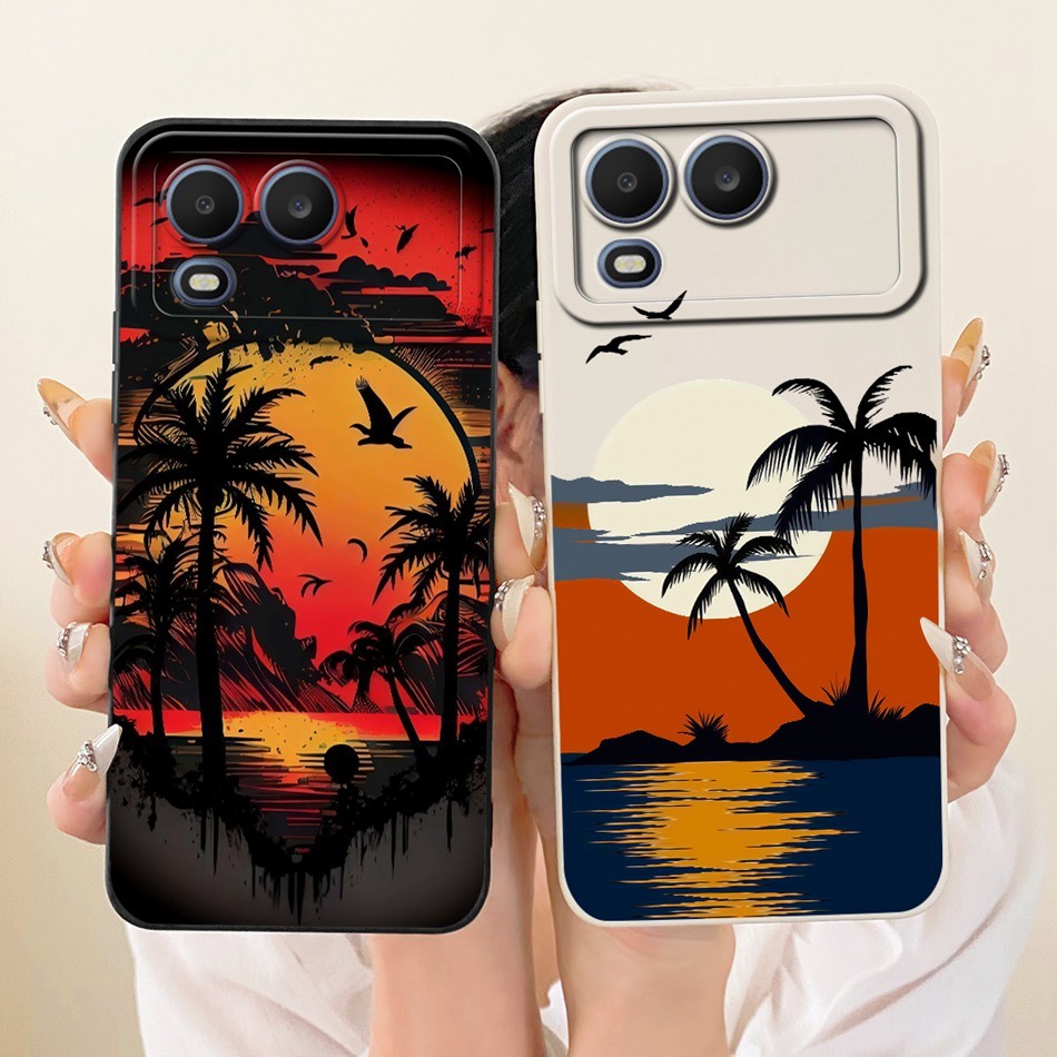 Dành Cho Itel A200 A200 + Vỏ Bảo Vệ Ống Kính ItelA200 Itel A200 Plus 4G Thời Trang Dusk Tranh Bãi Bi