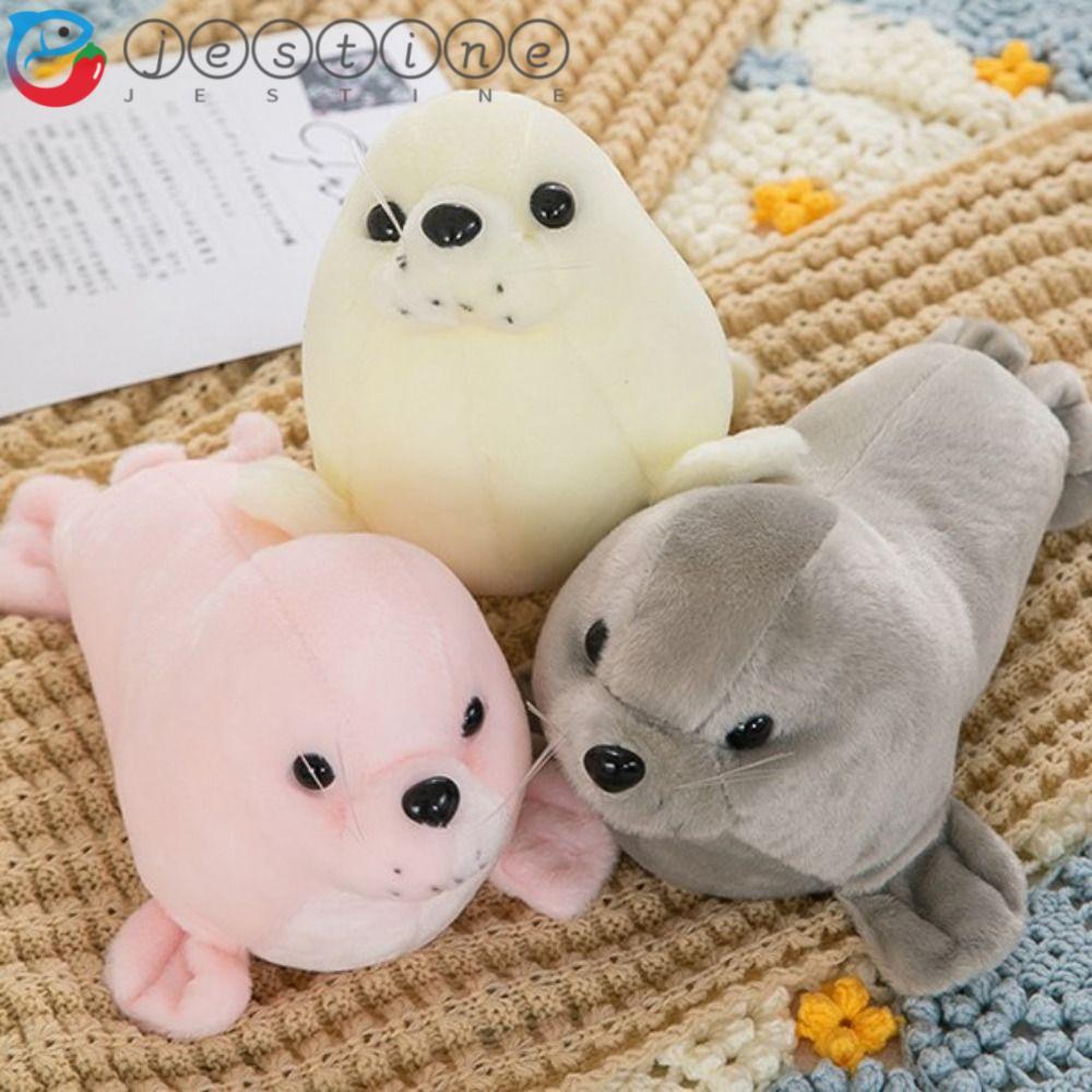 JESTINE Seal Búp bê sang trọng, Gối động vật Fluffy Seal Đồ chơi nhồi bông sang trọng, Lông ấm cúng 