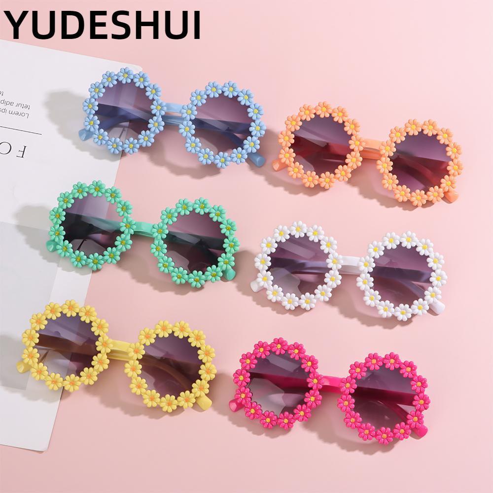 YUDESHUI Kids Daisy Sunglasses Girls Festival Fashion Disco Round Frame