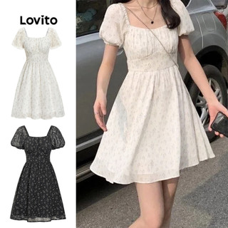 Lovito Đầm thường ngày Ditsy Floral cơ bản mùa hè/xuân cho nữ L65ED128 (Màu mơ)