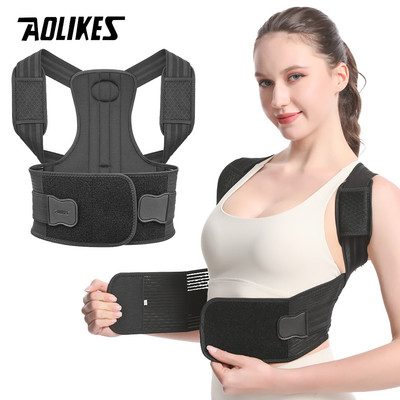 AOLIKES Unisex Adjustible Back Support, Hỗ trợ tư thế lưng điều chỉnh được, bảo vệ cột sống khi ngồi