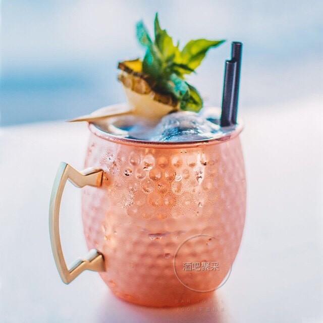 Thanh Tập Hợp Sóng Moscow Mule Cocktail Thủy Tinh Kim Loại Hoa Hồng Vàng Moscow Mule Glass