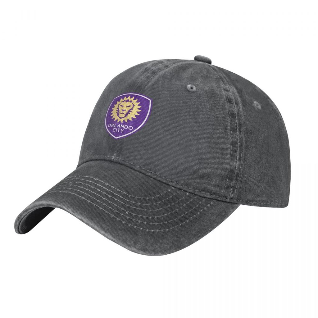 Orlando City SC Logo Người Lớn Rửa Mũ Cao Bồi 100% Cotton Cong Vành Mũ Chống Nắng Đơn Giản Thường Ng