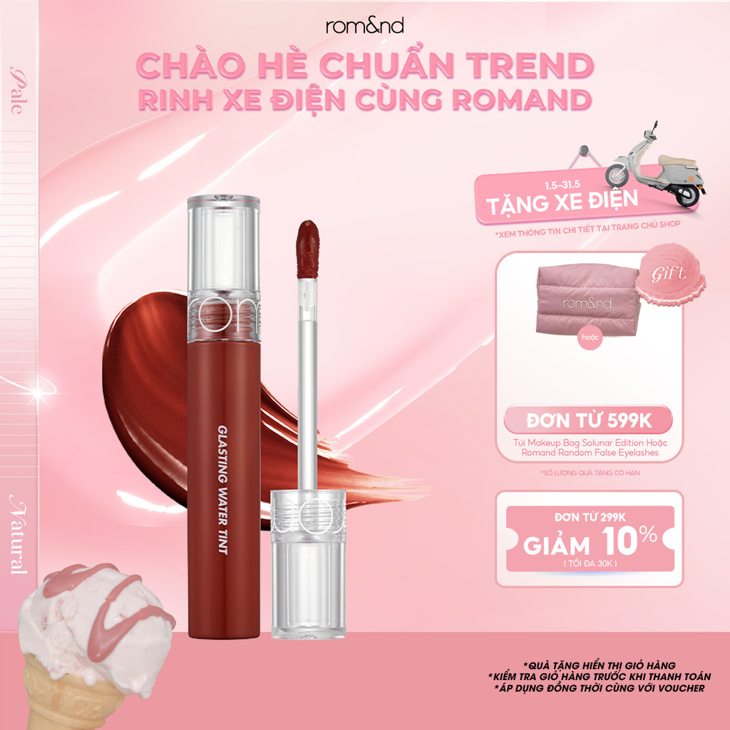 [Rom&nd] Son tint nước siêu lì, lâu trôi Hàn Quốc Romand Glasting Water Tint 4g