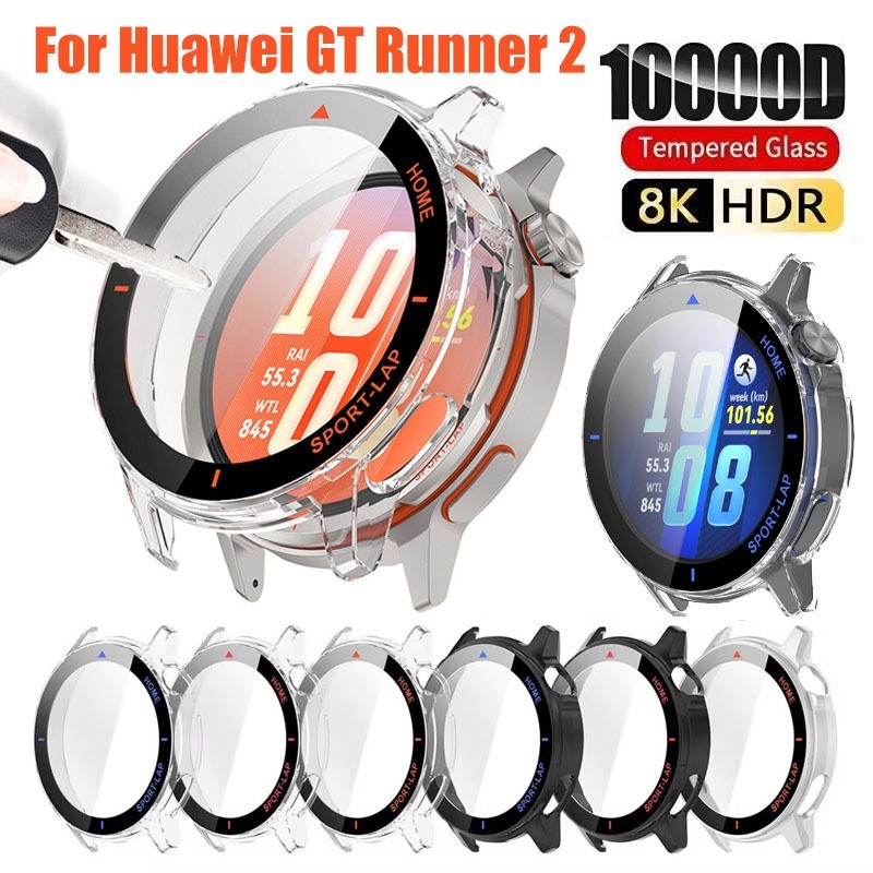 Ốp PC + Kính Cường Lực HD Cho Huawei Watch GT Runner 2 Tích Hợp Vỏ Và Màng Bảo Vệ Chống Sốc Cho Đồng