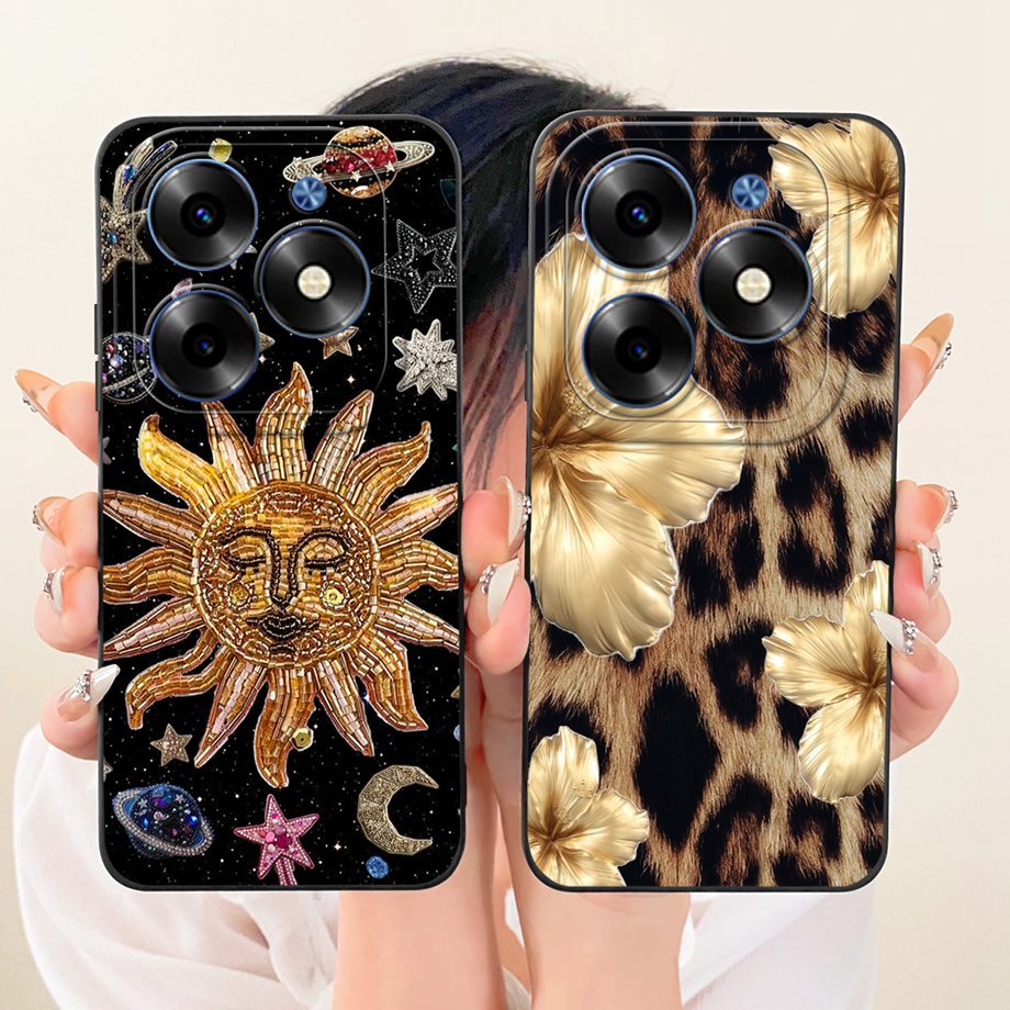 Dành Cho Tecno Spark 20 20C 20 Pro Ốp Lưng Da Báo Sơn Mặt Trời Silicon Mềm Chống Sốc Vỏ Điện Thoại C