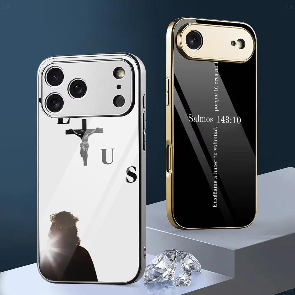 Ốp điện thoại kính cường lực kim loại Jesus Is King 10 cho iPhone 17 16 15 14 13 12 11 Pro Max 15 14