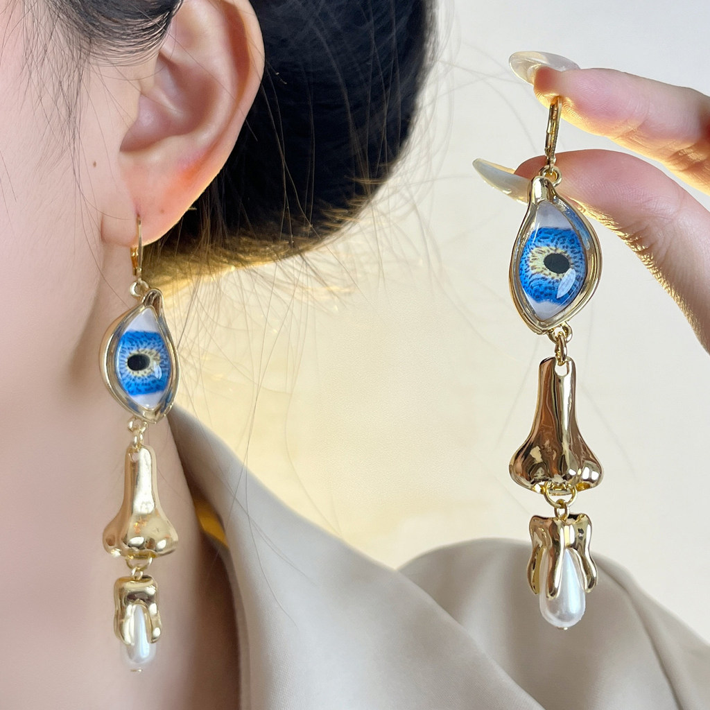 Vintage Devil's Eye Long Tassel Earrings for Women, High-End Earrings