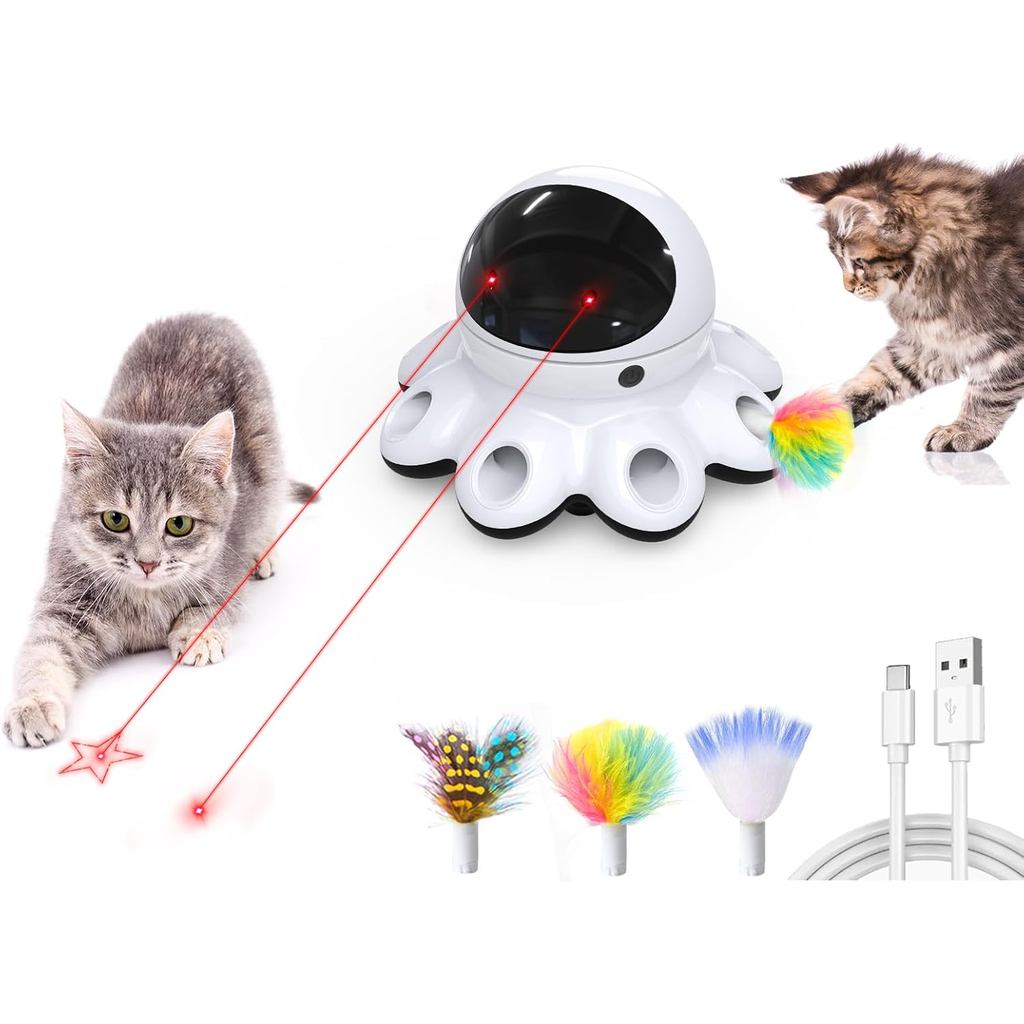 Đồ chơi Laser mèo ORSDA, Đồ chơi mèo con kích hoạt chuyển động tự động tương tác 2 trong 1 8 lỗ Whac
