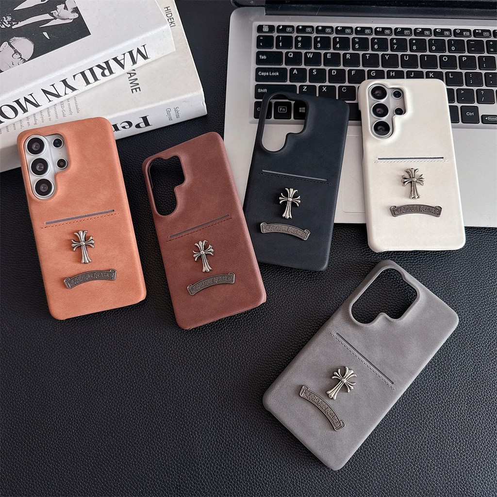 Ốp lưng da mờ Chrome Cross cho Google Pixel 8 A 9 10 PRO XL Vỏ bảo vệ chống sốc có khe cắm thẻ