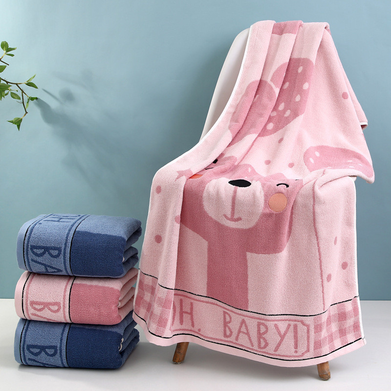 【Ready Stock】 Bear Bath Towel Pure Cotton Household Adult Bathing Wrapping Towel Big Towel Absorbent