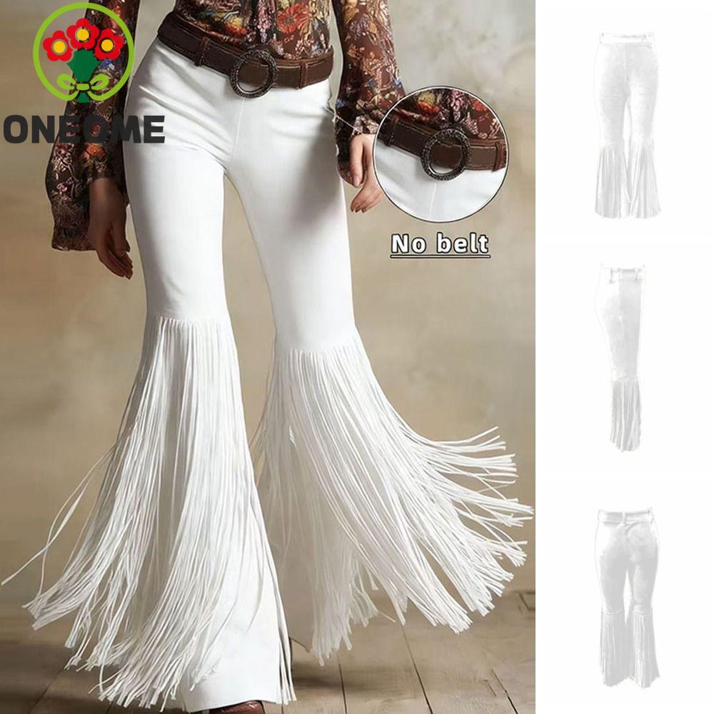 ONEOME Quần Tua Rua Da Lộn ONEOME, Style Boho Slim Fit, Viền Lưng Cao, Phù Hợp Mùa Xuân Thu
