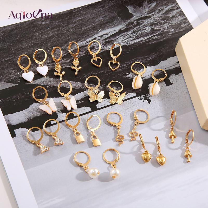 AqToCna - Trái Tim Mới Trang Sức Nữ Ngọc Trai, Earings Set, Phong Cách Sáng Tạo Và Cá Tính