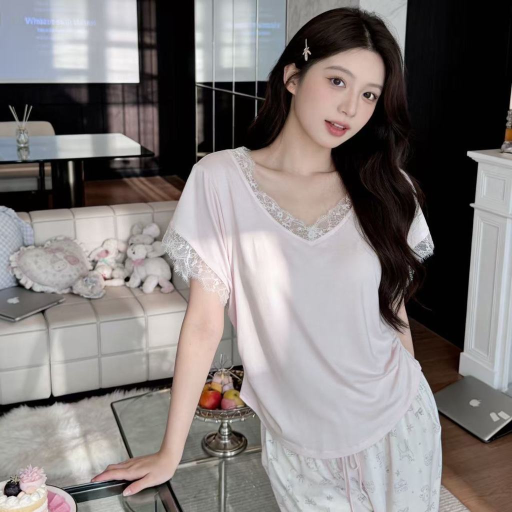 4,28-Bộ Đồ Ngủ Nữ Xuân Hè Ngọt Ngào Phong Cách Nữ Tính Quần Ngắn Tay Có Miếng Lót Ngực Nhỏ Tươi Loungewear [Giao Hàng Ngày 14 tháng 5] | BigBuy360 - bigbuy360.vn
