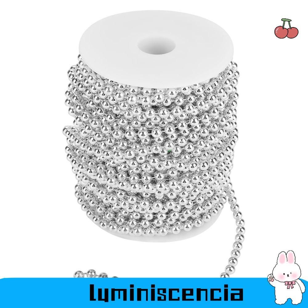 Dây ngọc trai mạ điện LUMINISCENCIA, Dây vòng hoa ngọc trai màu bạc cỡ 6mm, Chiều dài 78FT Màu vàng 