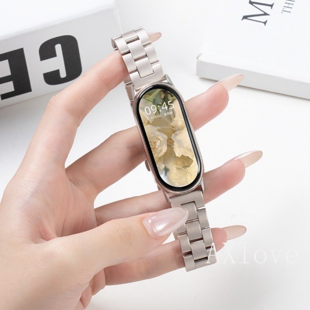 Dây kim loại thép không gỉ cho Xiaomi Mi Band 10/9/8, dây thay thế cho Mi Band 10/9/8