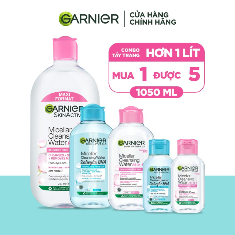 Bộ 1 LÍT Nước Tẩy Trang làm sạch sâu dịu nhẹ cho mọi loại da- Garnier Micellar Cleansing Water | BigBuy360 - bigbuy360.vn