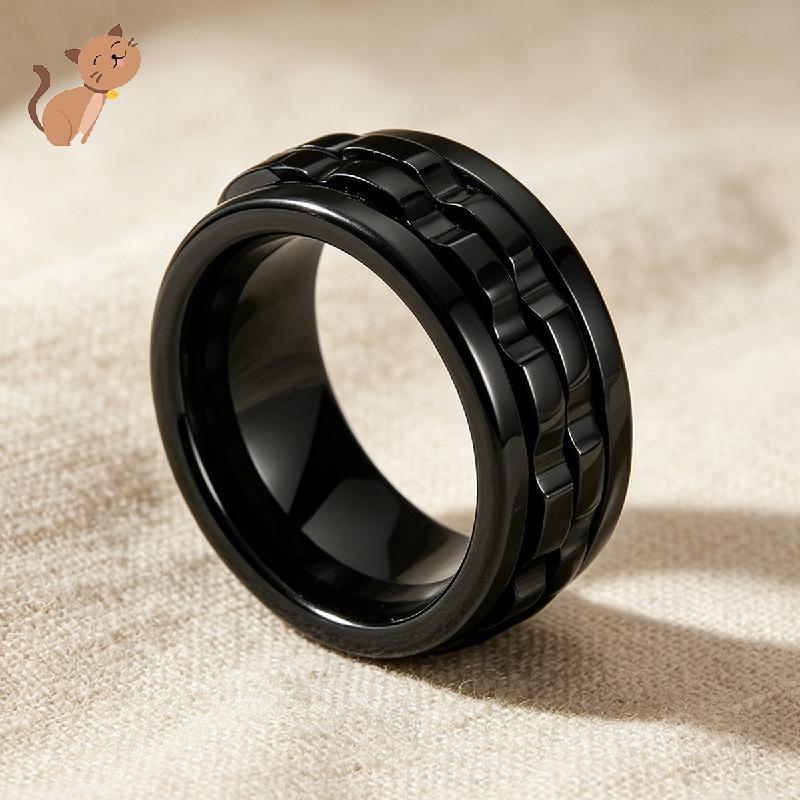 Thép Titan Spinner Nhẫn Fidget Ban Nhạc Cho Lo Âu Giảm Căng Thẳng Xoay Được Mịn Đánh Bóng Trang Sức 