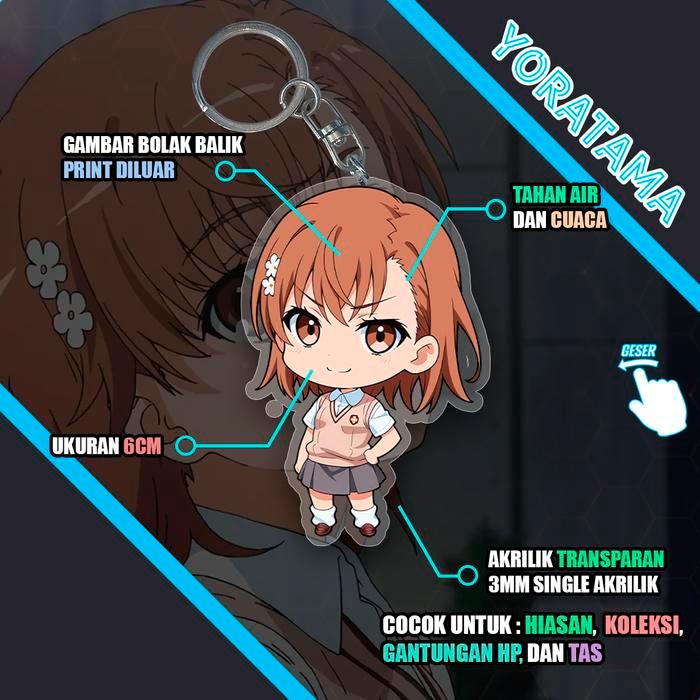 Gantungan Kunci Toaru Majutsu Railgun Misaka Misaki, Keychain Anime Lucu - Misaka