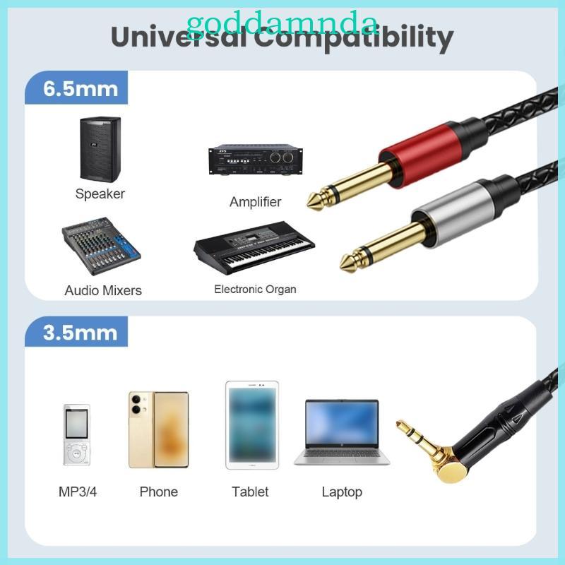 GODD Premium 1 8 inch đến 1 Cáp âm thanh 4in 3 5mm đến 2x6 35mm Dây chuyển đổi dây