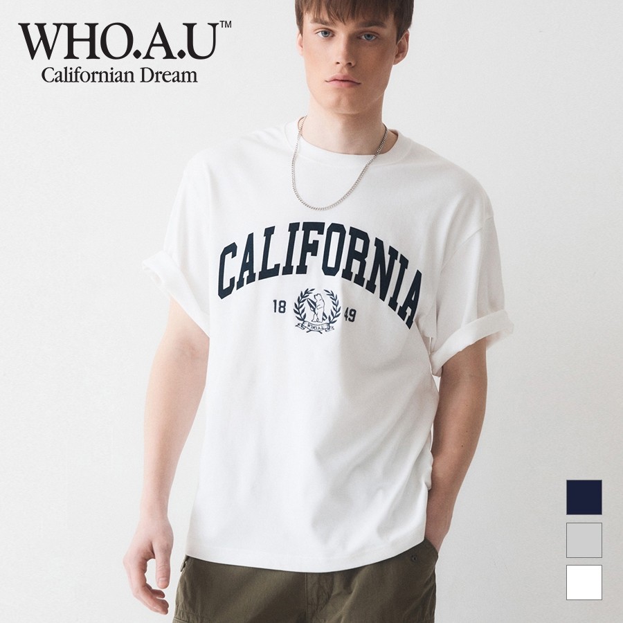 WHO CALIFORNIA Áo thun ngắn tay in chữ California dành cho nam và nữ Áo thun Cotton cao cấp 100% cổ 