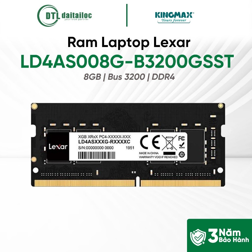 Ram Laptop Lexar 8GB Bus 3200 DDR4 (LD4AS008G-B3200GSST) | Chính Hãng | Bảo Hành 36 Tháng