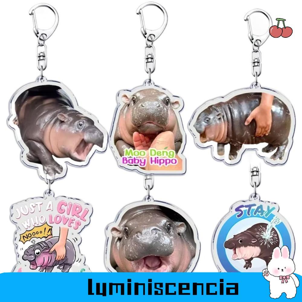 Móc khóa mặt dây chuyền LUMINISCENCIA, Móc khóa Hippo sáng tạo dễ thương cho bé, MooDeng Hippopotamu