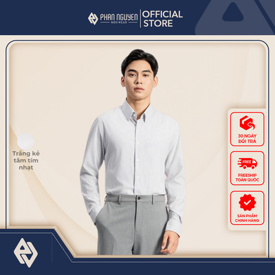 Áo sơ mi dài tay kẻ sọc nam Phan Nguyễn, chất liệu nano cao cấp, mát mẻ, form slim fit SMD.1425