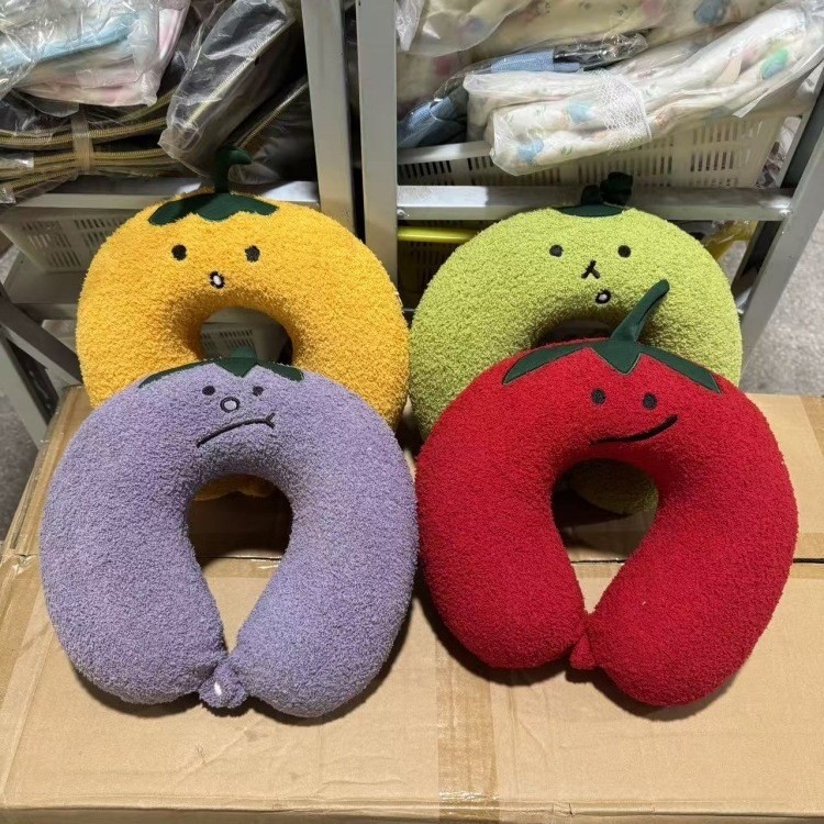 Home Cartoon Headrest Memory Removable Washable Siesta Neck Pillow Travel Neck Plush Fruit Portable 
