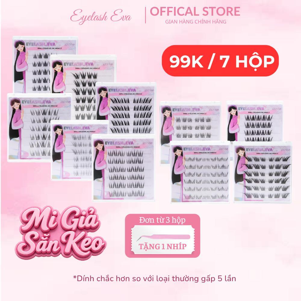 [ 99k/7 Hộp ] Eyelash Eva - Lông Mi Giả Sẵn Keo (Tặng 1 nhíp / đơn hàng từ 3 hộp mi )