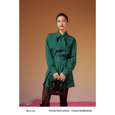 Quần sooc xanh lá ly súp thiết kế Elise mã FW2507364BSWOGE