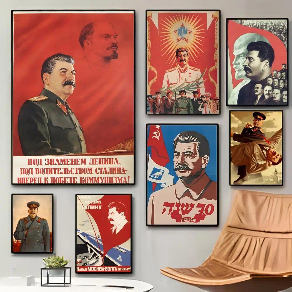 Tấm poster Joseph Stalin lãnh tụ cách mạng Xô viết, tranh dán tường chống thấm, trang trí quán cà ph