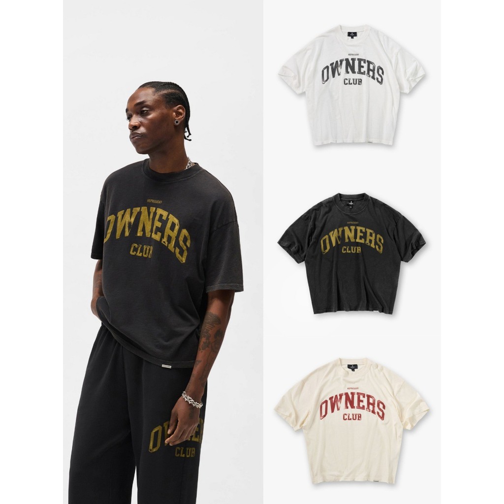 DZIX REPRESENT OWNERS CLUB Washed distressed letter print street style loose casual short sleeve T S