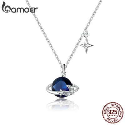 Vòng Cổ Nữ Bamoer BSN166 Phối Mặt Hình Hành Tinh Đính Đá Duyên Dáng Thời Trang