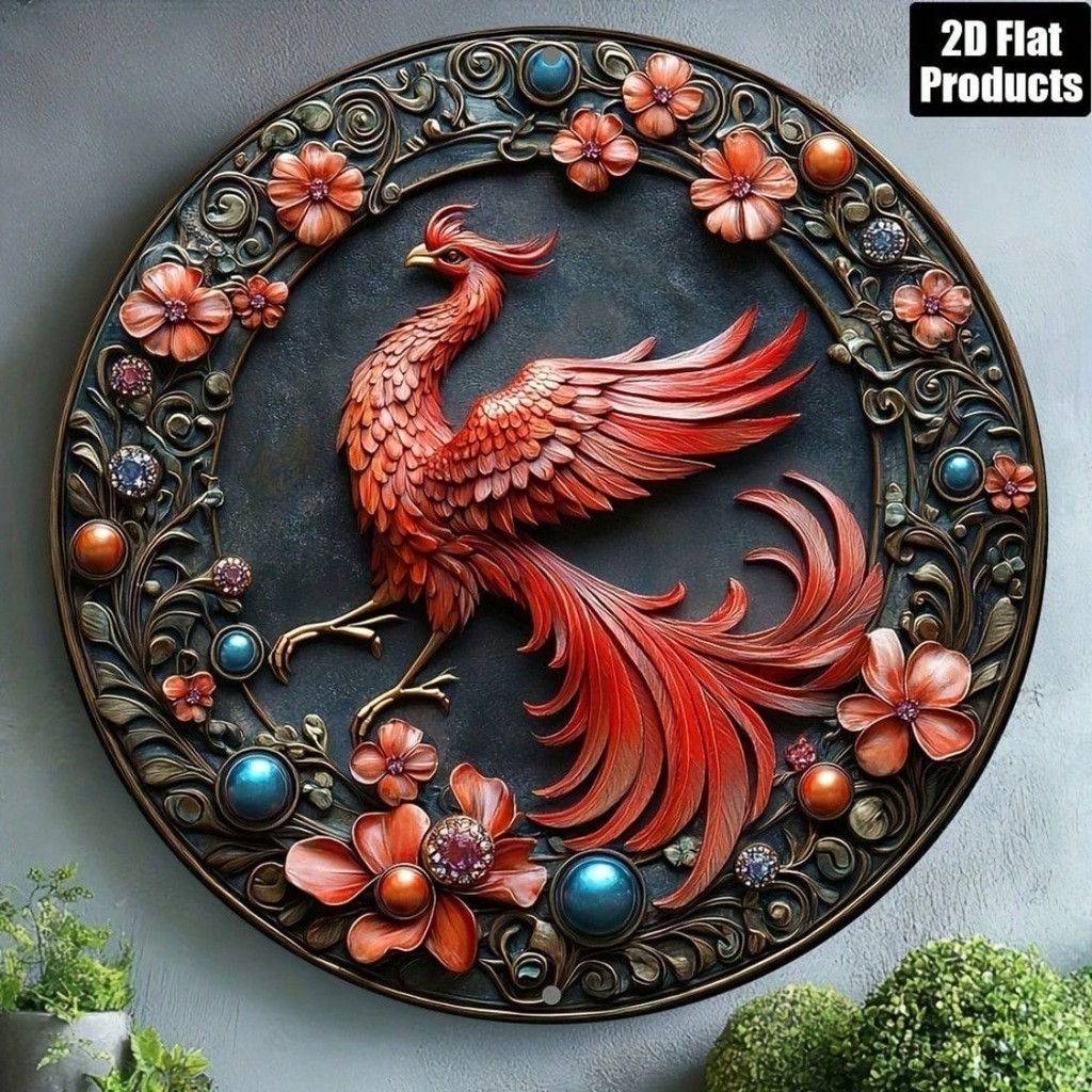 HELLOYOUNG Vintage Phoenix Metal Wall Art, Điêu khắc hoa cổ điển cho phòng khách, 8 Inch