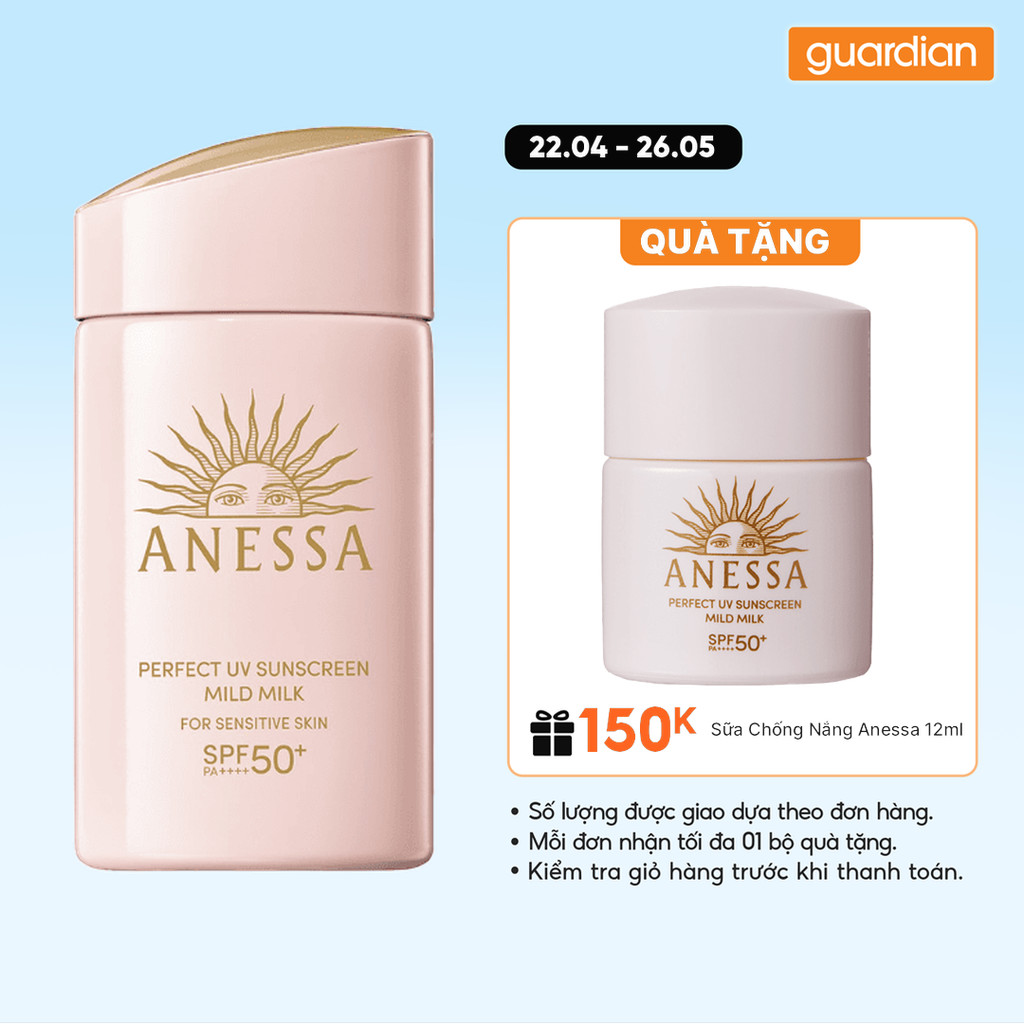 Sữa Chống Nắng Dành Cho Da Nhạy Cảm Anessa Perfect UV Sunscreen Mild Milk SPF50+ PA++++ 60ml