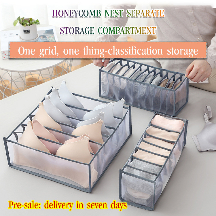 [Easy Organization] Underwear and Socks Storage Box with Dividers for Bras Panties Closet Underwear 