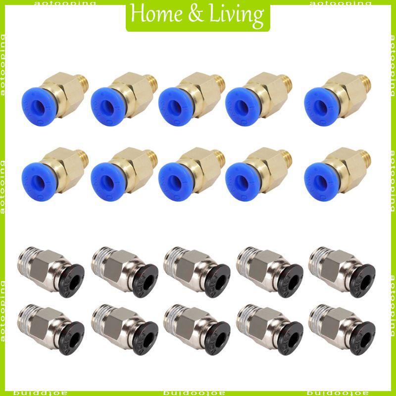AOTO 10 Chiếc PC4-M6 M10 Nam Ren Thẳng Khí Nén Lắp Đầu Nối Đồng Bền