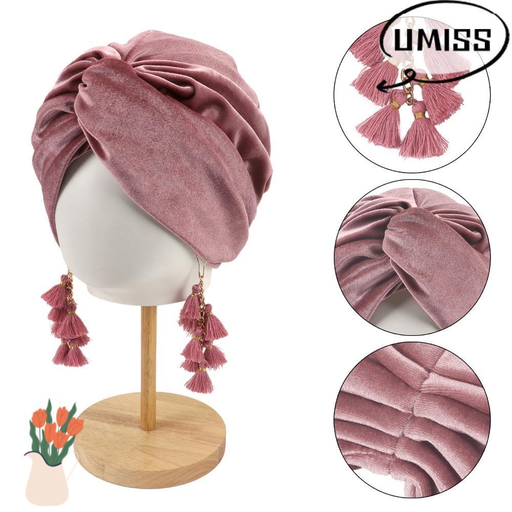 Mũ Turban UMIS thoáng khí với tua rua, style bohemian và phù hợp làm hijab nữ