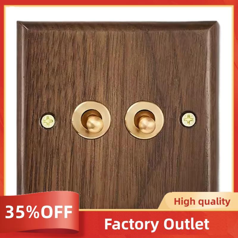 Bảng điều khiển chuyển đổi tường Retro Phong cách quả óc chó 1-4Gang 2 chiều Gỗ nguyên khối Đôi Ổ cắ