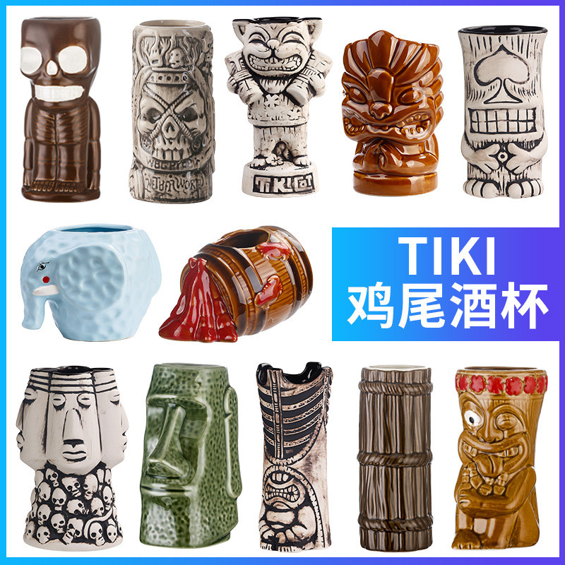 Bar Tiki Glass Hawaii Creative Bar Tiki Cocktail Ly Rượu Độc Đáo Thủy Tinh Totem Thủy Tinh Tiki Cốc 