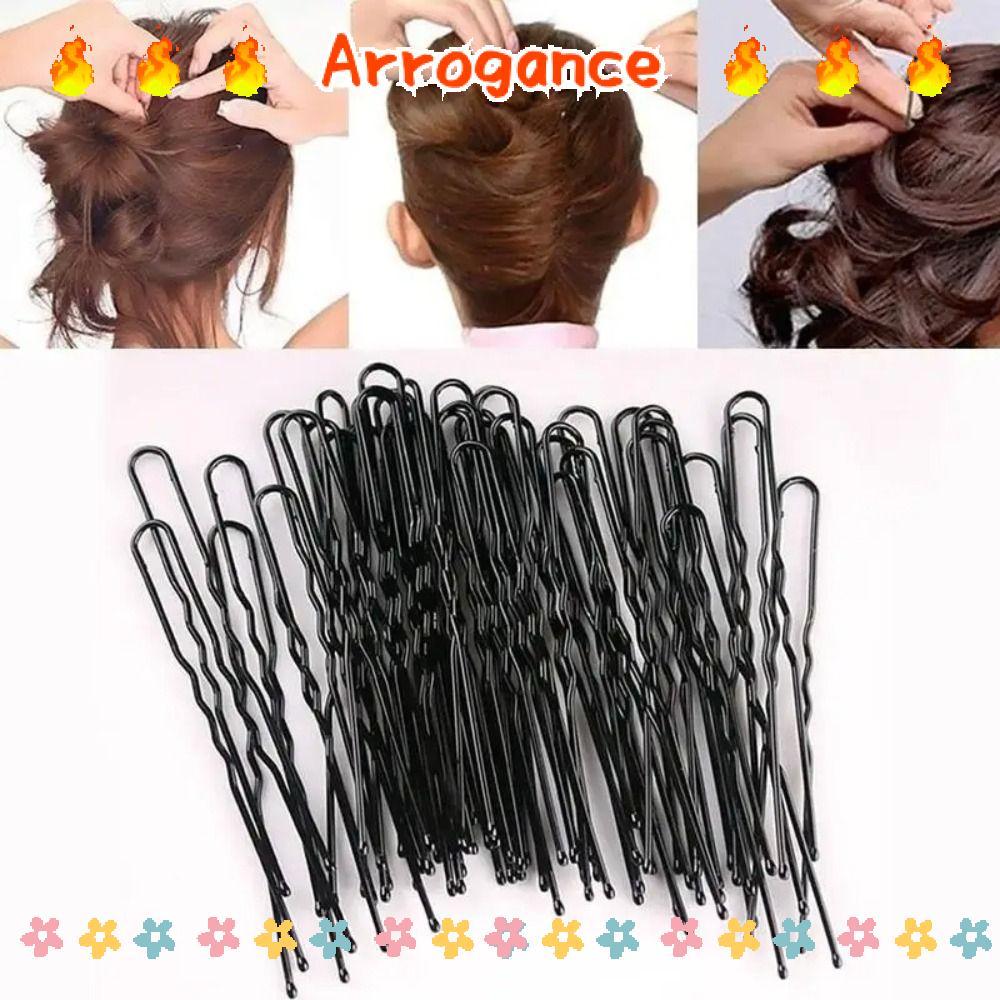 ARROGANCED 60 / 240 Kẹp Tóc Đen, Kẹp Tóc Nữ Hình Chữ U Sóng, Kẹp Tóc BB Vô Hình