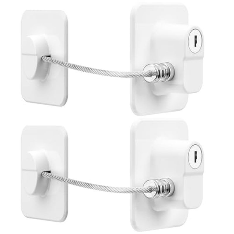 Fridge Lock, 2PCS Upgraded Refrigerator Lock for Freezer, Cabinets and Drawers, Air Fryer, Closets, 