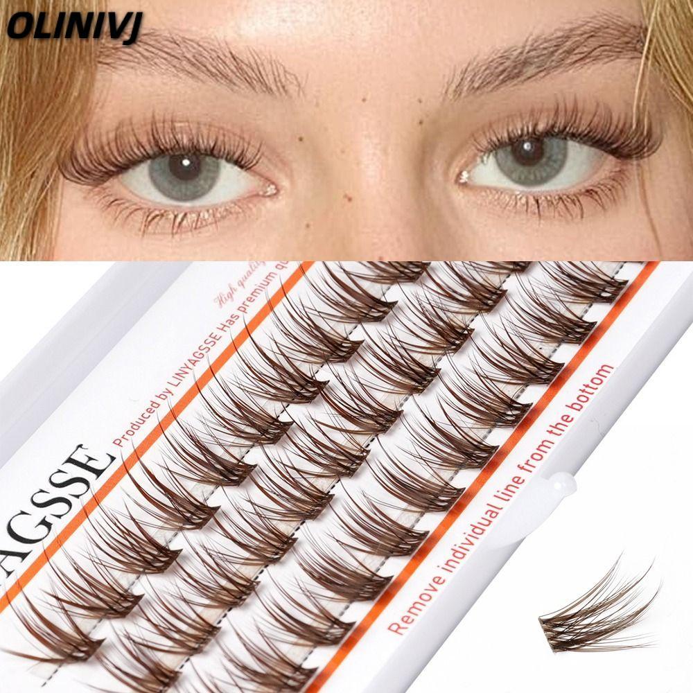 OLINIVJ Brown Anime Cụm Mi, Fairy Wispy Handmade Lông Mi Cá Nhân, C / D Curl 11 ~ 15mm Chiều Dài Spi