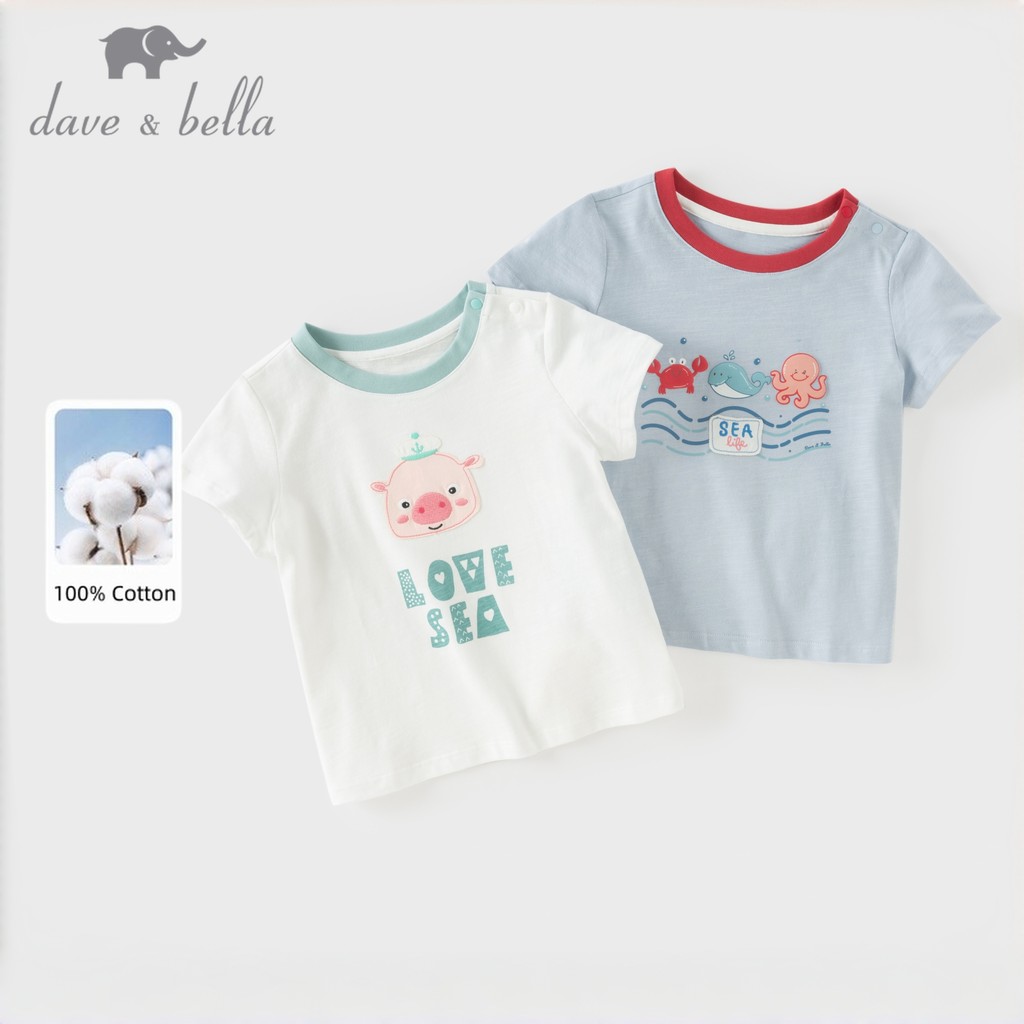 Dave Bella 6M-7Y Áo Phông Bé Trai Cotton 100% In Hoạt Hình Thời Trang Hè Cho Bé Dễ Thương DBJ10358