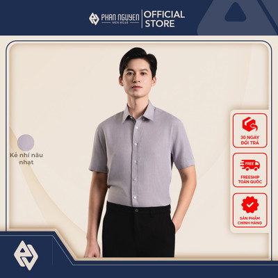 Áo sơ mi nam cộc tay Phan Nguyễn, chất liệu cao cấp, mềm mát, nhanh khô, form slim fit SMC.508